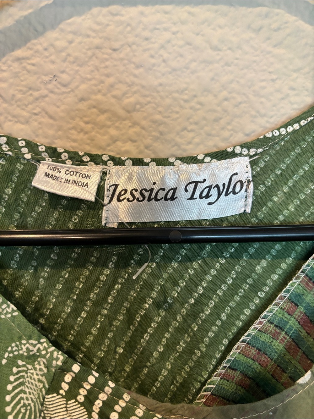 One Size Boho Green Patchwork Tank Dress by Jessica Taylor - Picture 2 of 5